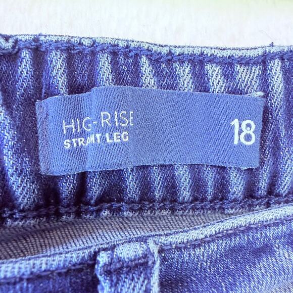 J.Jill Women's High Rise Straight Leg Blue Denim Jeans Size 18 Cuffed Cotton - Picture 3 of 11